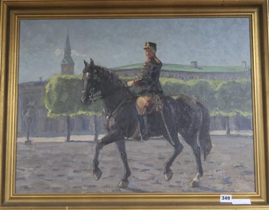 Alfred V. Jensen (1898-1960) Officer on horseback 50 x 66cm.